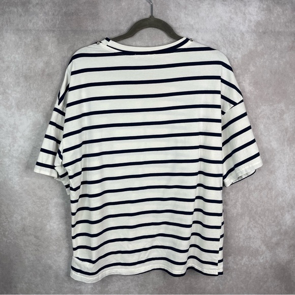 13DE MARZO Striped Short Sleeve Tee In Blue White Size Small - Picture 3 of 6
